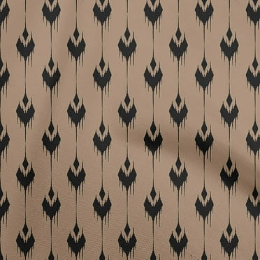 oneOone Cotton Cambric Brown Fabric Asian Ikat Dress Material Fabric Print Fabric By The Yard 42 Inch Wide