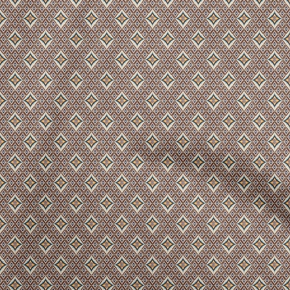 oneOone Cotton Cambric Brown Fabric Asian Ikat Sewing Fabric By The Yard Printed Diy Clothing Sewing Supplies 42 Inch Wide