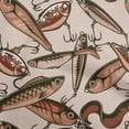 thumbnail image 1 of oneOone Cotton Cambric Brown Fabric Fish Sewing Material Print Fabric By The Yard 42 Inch Wide, 1 of 1