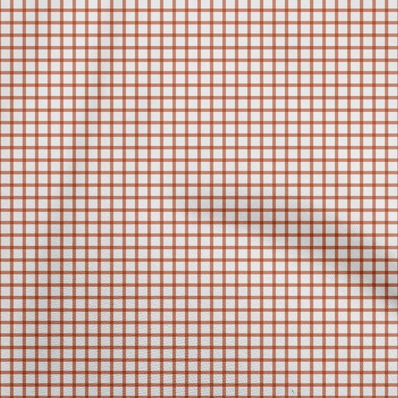 oneOone Cotton Cambric Brown Fabric Gingham Sewing Material Print Fabric By The Yard 42 Inch Wide