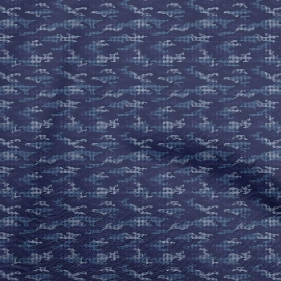 oneOone Cotton Cambric Dark Blue Fabric Camouflage Diy Clothing Quilting Fabric Print Fabric By Yard 42 Inch Wide