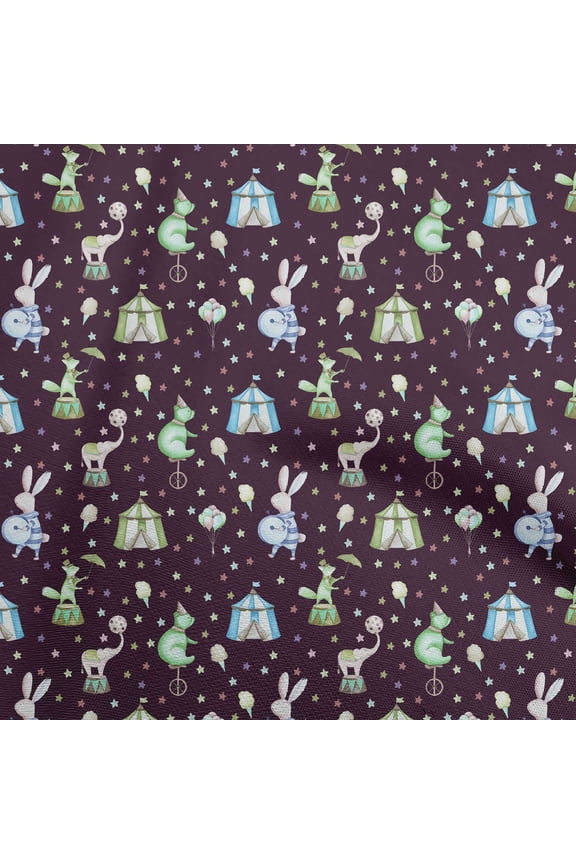 Cotton Cambric Dark Chocolate Fabric Circus Sewing Material Print Fabric By The Yard 42 Inch Wide