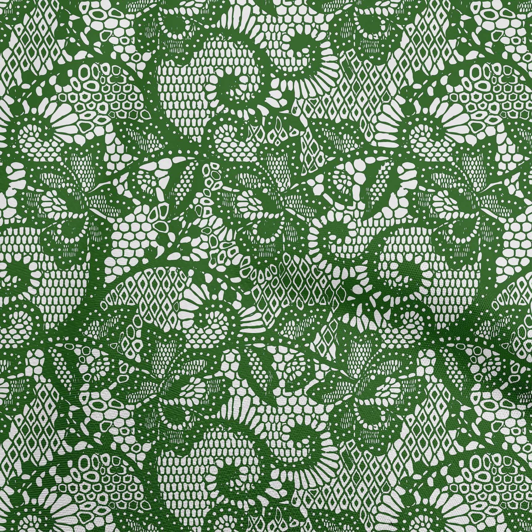 oneOone Cotton Cambric Dark Green Fabric Lace Floral Sewing Craft Projects Fabric Prints By Yard 56 Inch Wide