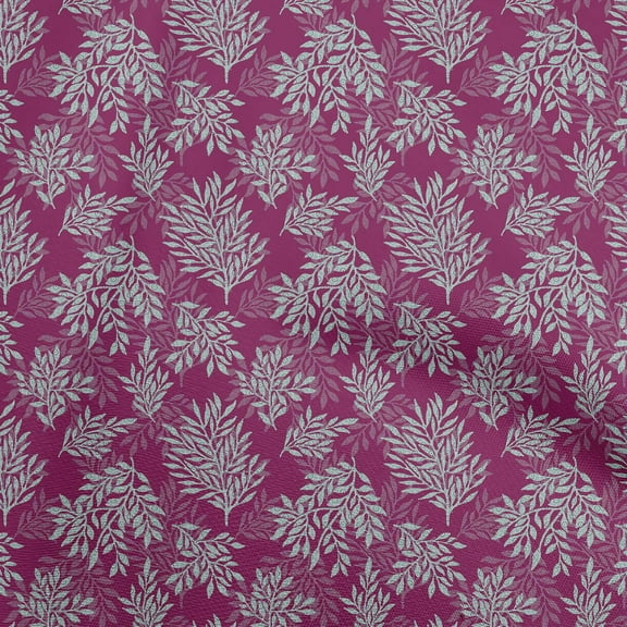 oneOone Cotton Cambric Dark Magenta Fabric Boho Decorative Leaf Dress Material Fabric Print Fabric By The Yard 56 Inch Wide