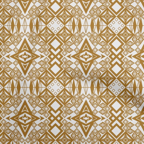 oneOone Cotton Cambric Dark Mustard Fabric Ikat Sewing Material Print Fabric By The Yard 56 Inch Wide