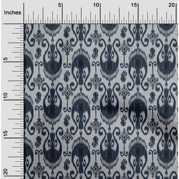 oneOone Cotton Cambric Dark Navy Blue Fabric Ethnic Ikat Quilting Supplies Print Sewing Fabric By The Yard 56 Inch Wide