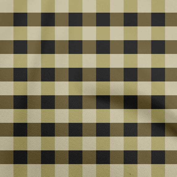 oneOone Cotton Cambric Dark Olive Green Fabric Check Diy Clothing Quilting Fabric Print Fabric By Yard 56 Inch Wide