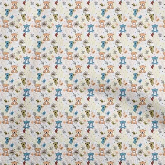oneOone Cotton Cambric Dark Peach Fabric Bear Sewing Material Print Fabric By The Yard 56 Inch Wide