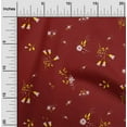 thumbnail image 1 of oneOone Cotton Cambric Dark Red Fabric Leaves & Flowers Floral Craft Projects Decor Fabric Printed By The Yard 42 Inch Wide, 1 of 4