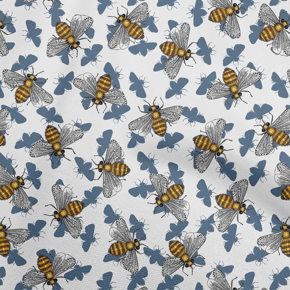 oneOone Cotton Cambric Dark Teal Blue Fabric Honey Bees Diy Clothing Quilting Fabric Print Fabric By Yard 56 Inch Wide