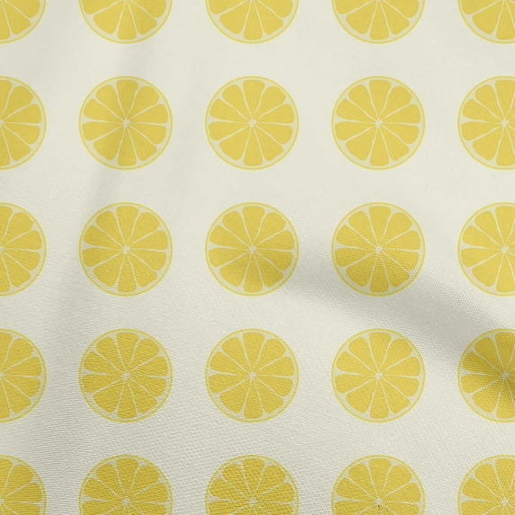 oneOone Cotton Cambric Dusty Blue Fabric Fruits Lemon Slice Diy Clothing Quilting Fabric Print Fabric By Yard 56 Inch Wide