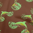 thumbnail image 1 of oneOone Cotton Cambric Dusty Blue Fabric Ocean Dolphin With Japanese Wave Fabric For Sewing Printed Craft Fabric By The Yard 42 Inch Wide, 1 of 4