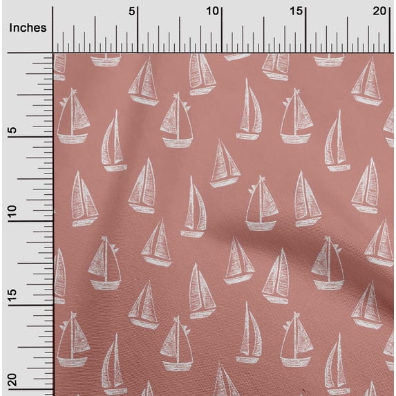 oneOone Cotton Cambric Dusty Rose Fabric Yacht Nautical Sewing Material Print Fabric By The Yard 56 Inch Wide