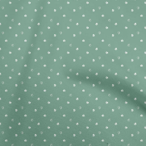 oneOone Cotton Cambric Dusty Teal Green Fabric Retro Paw Sewing Material Print Fabric By The Yard 42 Inch Wide
