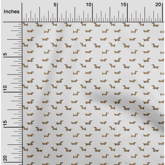 oneOone Cotton Cambric Fabric Dachshund Dog Print Sewing Fabric BTY 56 Inch Wide