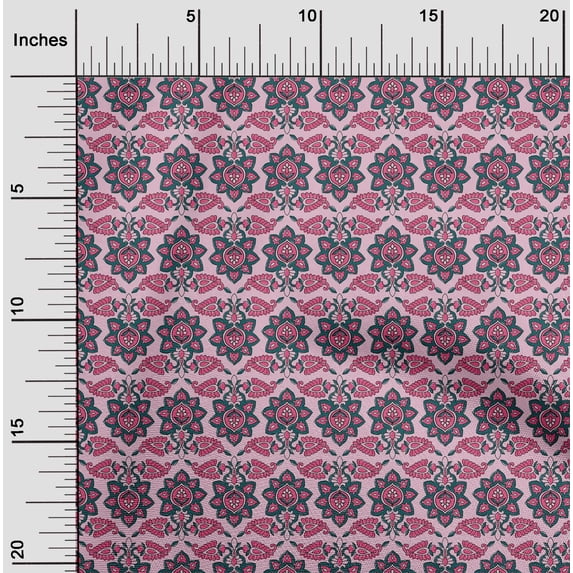 oneOone Cotton Cambric Fabric Floral & Paisley Block Fabric Prints By Yard 56 Inch Wide
