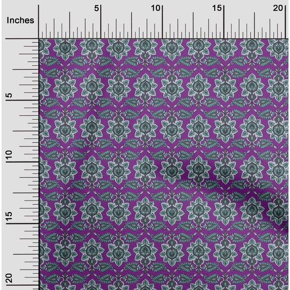 oneOone Cotton Cambric Fabric Floral & Paisley Block Print Fabric By The Yard 56 Inch Wide