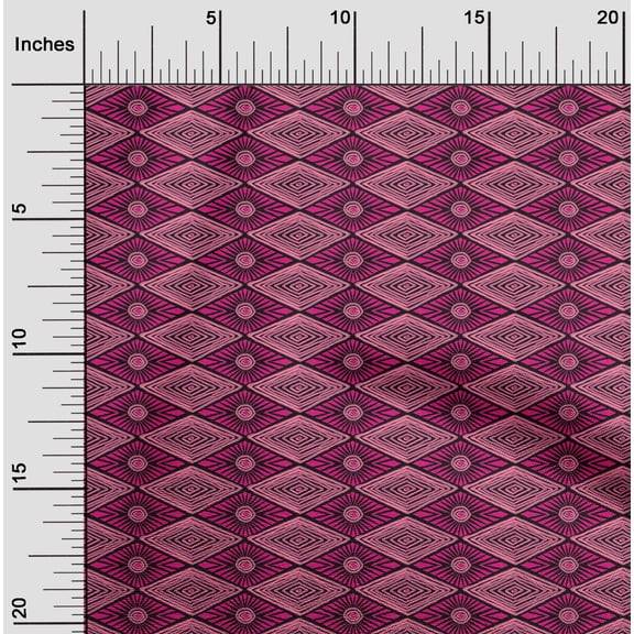 oneOone Cotton Cambric Fabric Geometric Block Print Fabric BTY 56 Inch Wide