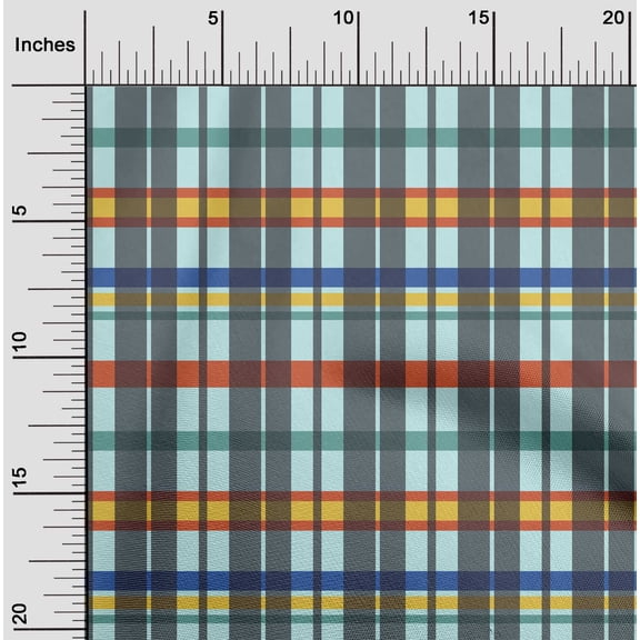 oneOone Cotton Cambric Fabric Madras Check Print Sewing Fabric BTY 56 Inch Wide