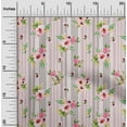 thumbnail image 1 of oneOone Cotton Cambric Fabric Stripe|Watercolor Leaves & Peony Floral_Printed Craft Fabric BTY 56 Inch Wide, 1 of 4