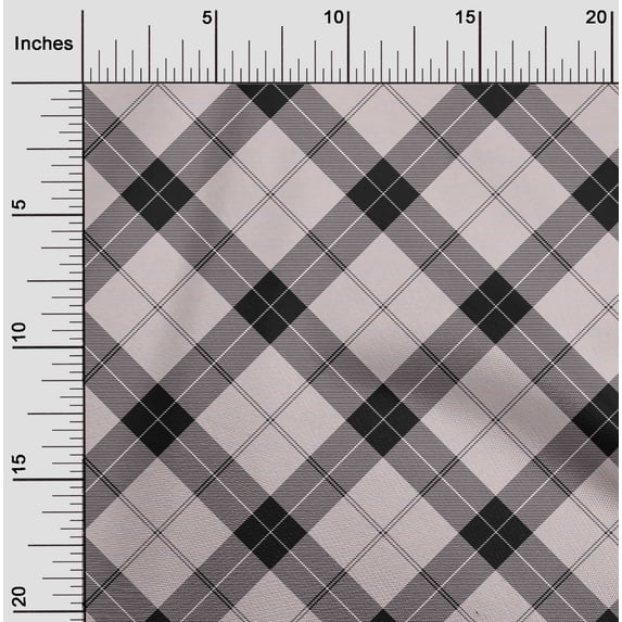 oneOone Cotton Cambric Fabric Tartan Check Print Fabric By Yard 56 Inch Wide