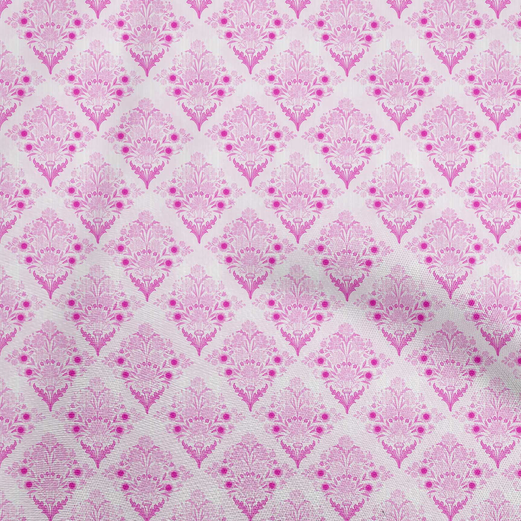 oneOone Cotton Cambric Fuschia Pink Fabric Asian Block Floral Diy Clothing Quilting Fabric Print Fabric By Yard 42 Inch Wide