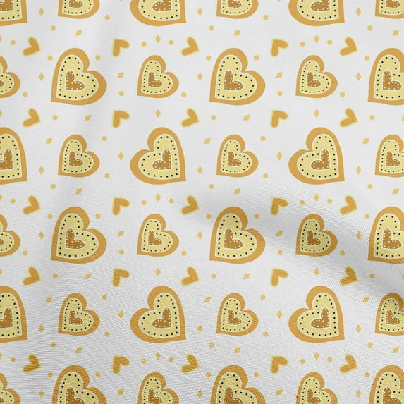 oneOone Cotton Cambric Gamboge Yellow Fabric Valentine Heart Quilting Supplies Print Sewing Fabric By The Yard 56 Inch Wide