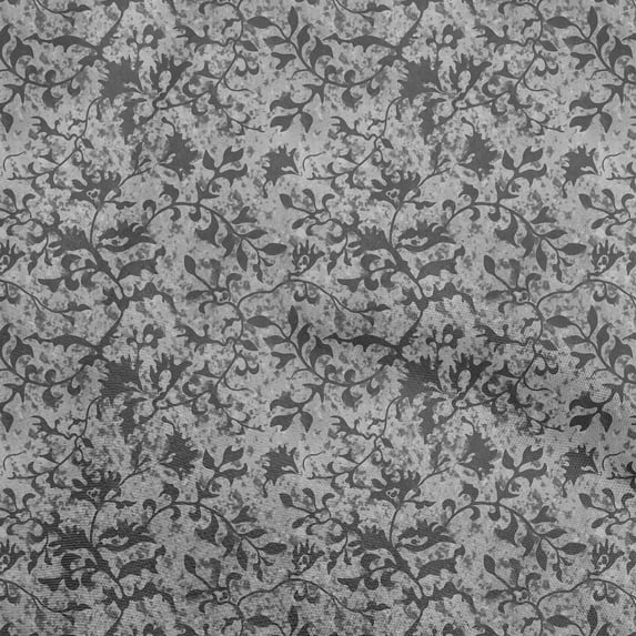 oneOone Cotton Cambric Gray Fabric Asian Batik Jacobean Motif Sewing Material Print Fabric By The Yard 56 Inch Wide