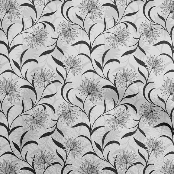 oneOone Cotton Cambric Gray Fabric Floral Retro Quilting Supplies Print Sewing Fabric By The Yard 42 Inch Wide