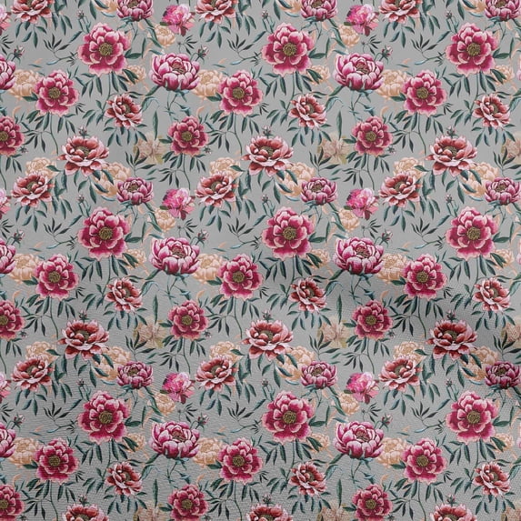 oneOone Cotton Cambric Gray Fabric Florals Sewing Craft Projects Fabric Prints By Yard 56 Inch Wide