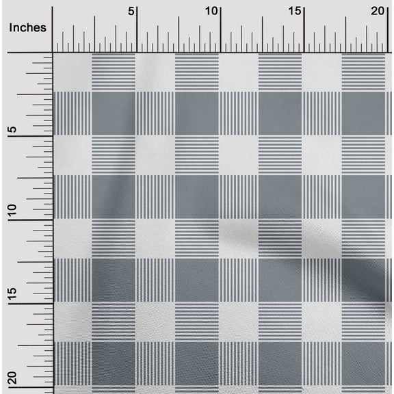 oneOone Cotton Cambric Gray Fabric Gingham Check Quilting Supplies Print Sewing Fabric By The Yard 56 Inches Wide