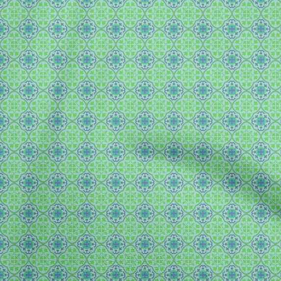 oneOone Cotton Cambric Green Fabric Arabic Moroccan Quilting Supplies Print Sewing Fabric By The Yard 56 Inch Wide
