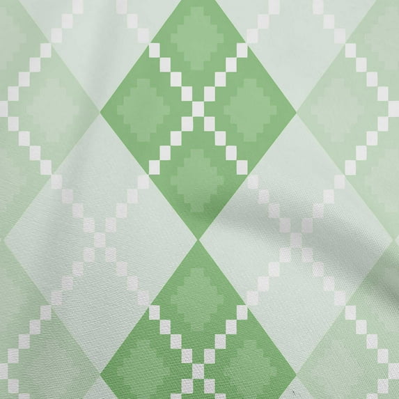oneOone Cotton Cambric Green Fabric Argyle Sewing Material Print Fabric By The Yard 42 Inch Wide