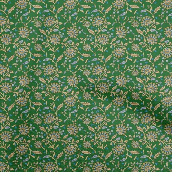 oneOone Georgette Viscose Green Fabric Asian Suzani Sewing Fabric By The Yard Printed Diy Clothing Sewing Supplies 42 Inch Wide