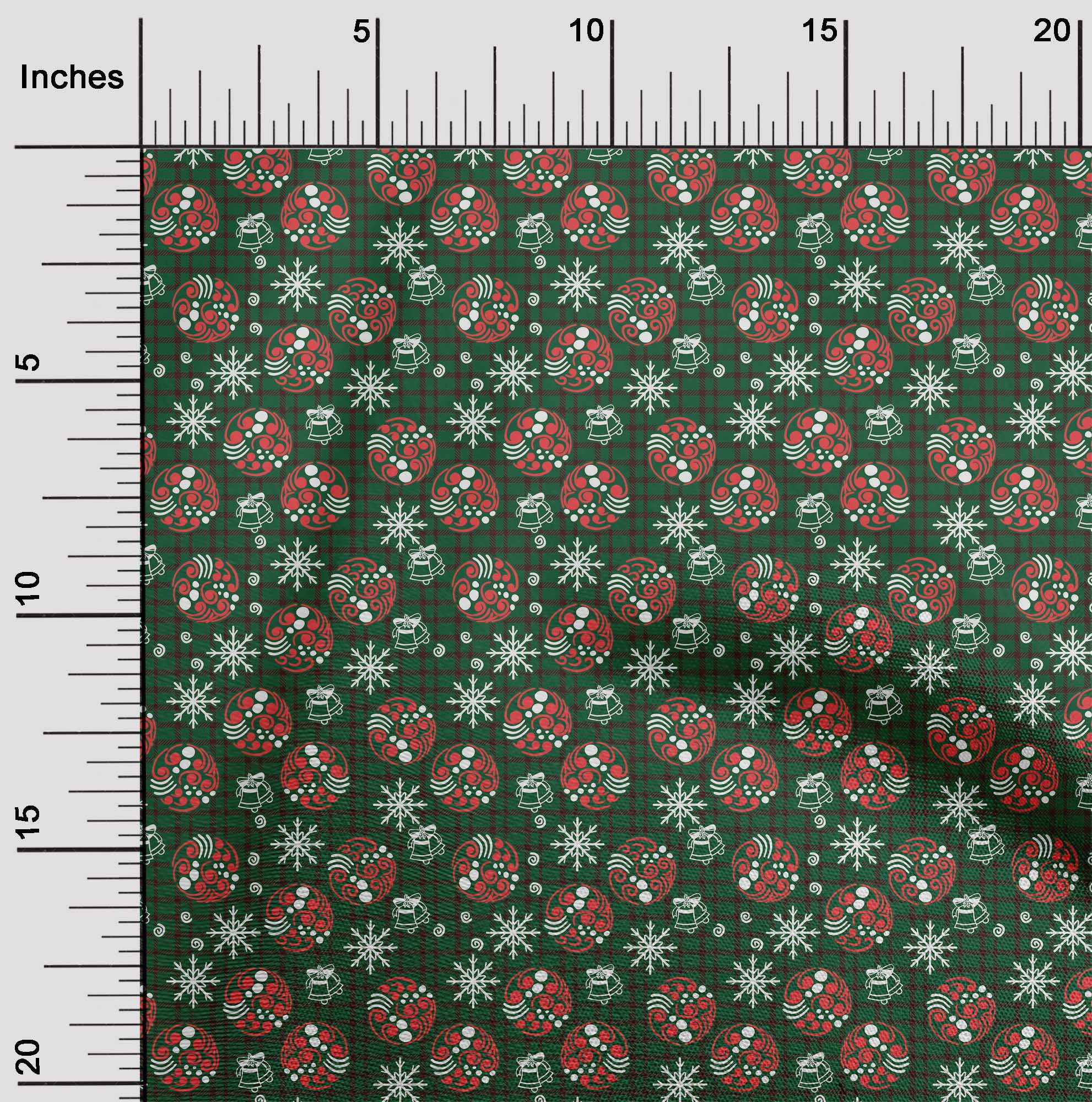 oneOone Cotton Cambric Green Fabric Christmas Sewing Material Print Fabric By The Yard 42 Inch Wide