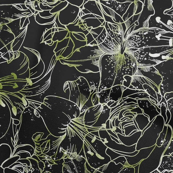 oneOone Cotton Cambric Green Fabric Floral Sewing Fabric By The Yard Printed Diy Clothing Sewing Supplies 42 Inch Wide