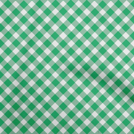 oneOone Cotton Cambric Green Fabric Gingham Check Diy Clothing Quilting Fabric Print Fabric By Yard 42 Inch Wide