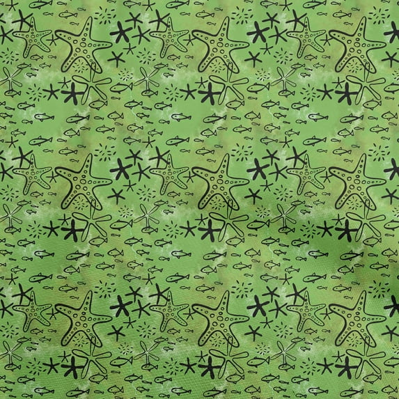 oneOone Cotton Cambric Green Fabric Ocean Life Craft Projects Decor Fabric Printed By The Yard 56 Inch Wide