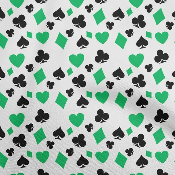 oneOone Cotton Cambric Green Fabric Poker Card Dress Material Fabric Print Fabric By The Yard 42 Inch Wide