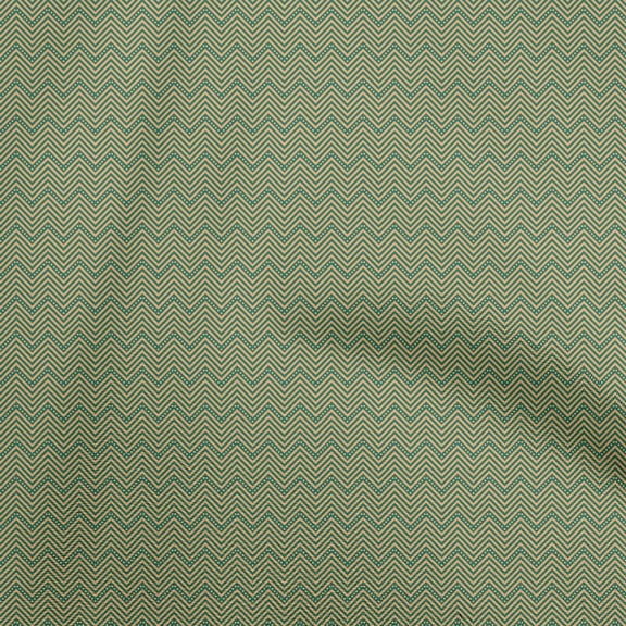 oneOone Cotton Cambric Green Fabric Zig Zag & Dress Material Fabric Print Fabric By The Yard 42 Inch Wide