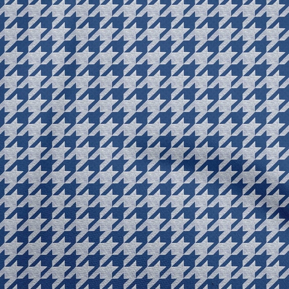oneOone Cotton Cambric Indigo Blue Fabric Houndstooth Sewing Material Print Fabric By The Yard 56 Inch Wide