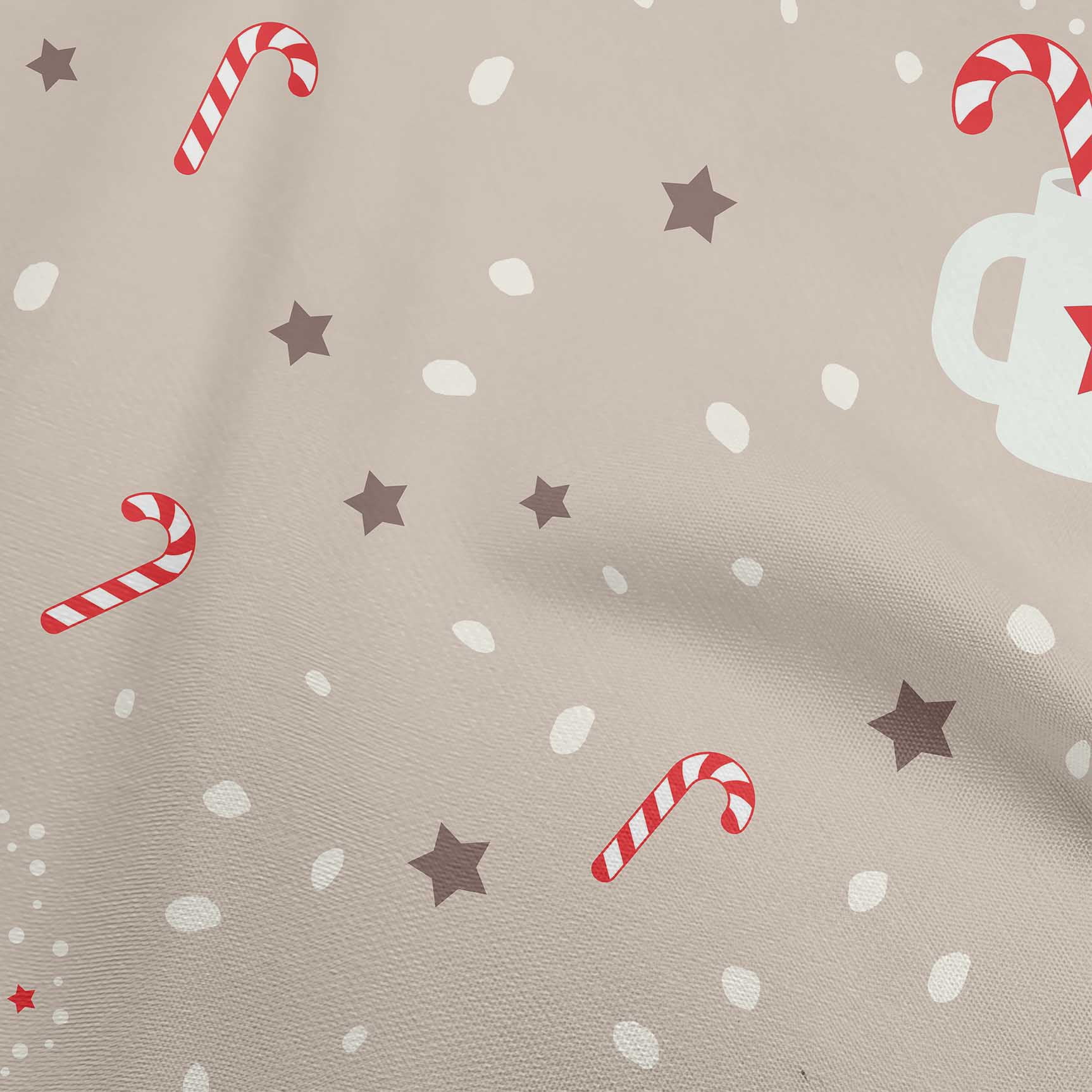 oneOone Cotton Cambric Light Beige Fabric Christmas Diy Clothing Quilting Fabric Print Fabric By Yard 56 Inch Wide