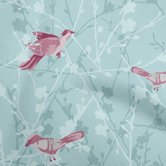 oneOone Cotton Cambric Light Blue Fabric Asian Japanese Floral Geometric With Flowers Diy Clothing Quilting Fabric Print Fabric By Yard 42 Inch Wide