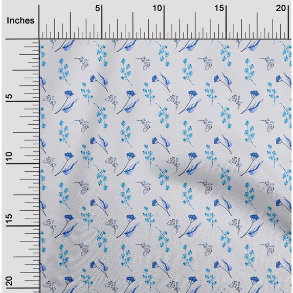 oneOone Cotton Cambric Light Blue Fabric Florals Quilting Supplies Print Sewing Fabric By The Yard 42 Inch Wide