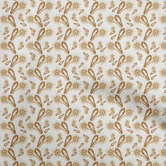 oneOone Cotton Cambric Light Brown Fabric Asian Block Diy Clothing Quilting Fabric Print Fabric By Yard 42 Inch Wide