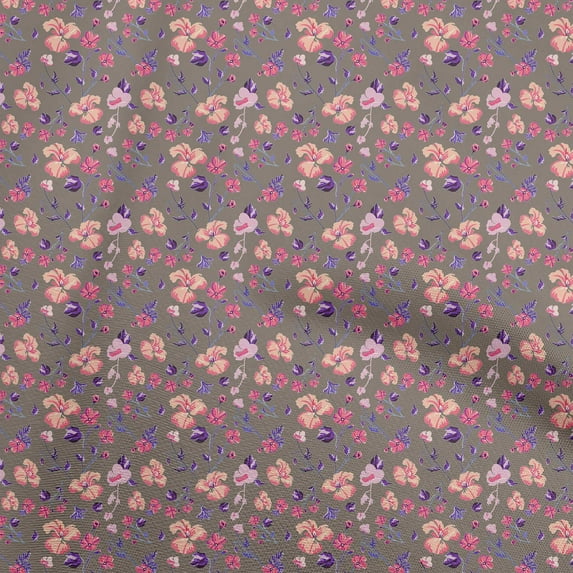 oneOone Cotton Cambric Light Brown Fabric Floral Sewing Fabric By The Yard Printed Diy Clothing Sewing Supplies 42 Inch Wide