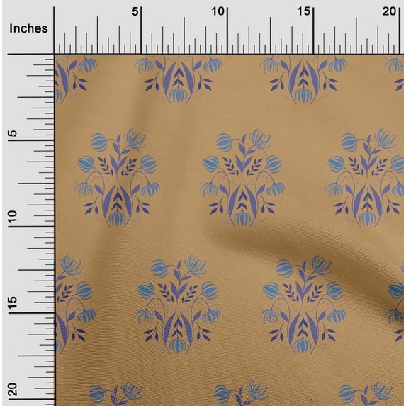 oneOone Cotton Cambric Light Brown Fabric Leaves & Flower Diy Clothing Quilting Fabric Print Fabric By Yard 56 Inch Wide-BZ0