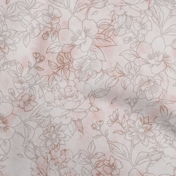 oneOone Cotton Cambric Light Pink Salmon Fabric Florals Sewing Fabric By The Yard Printed Diy Clothing Sewing Supplies 42 Inch Wide