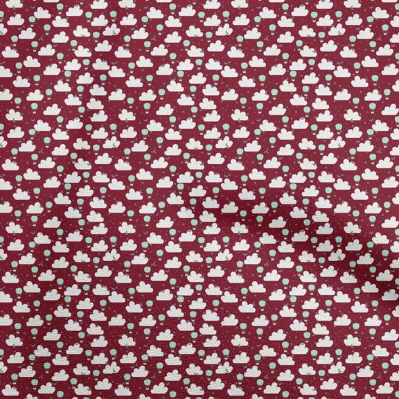 oneOone Cotton Cambric Maroon Fabric Cloud Dress Material Fabric Print Fabric By The Yard 56 Inch Wide