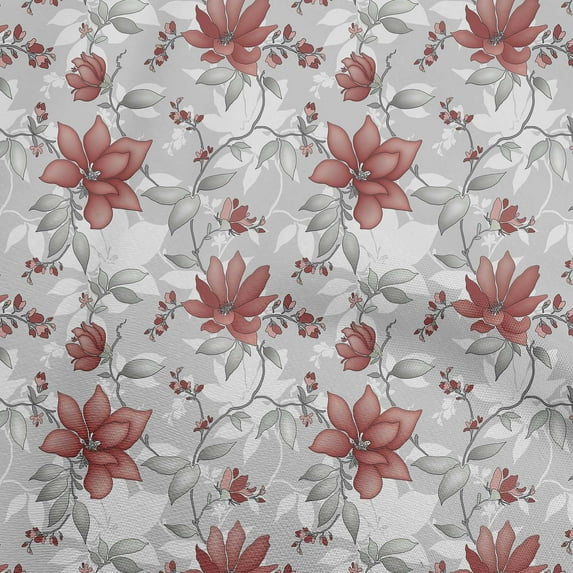 oneOone Cotton Cambric Maroon Fabric Floral Retro Quilting Supplies Print Sewing Fabric By The Yard 42 Inch Wide